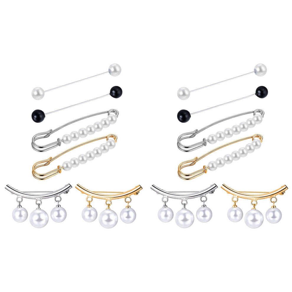 12 Pieces Sweater Shawl Clips Faux Pearl Dresses Cardigan Collar Brooc