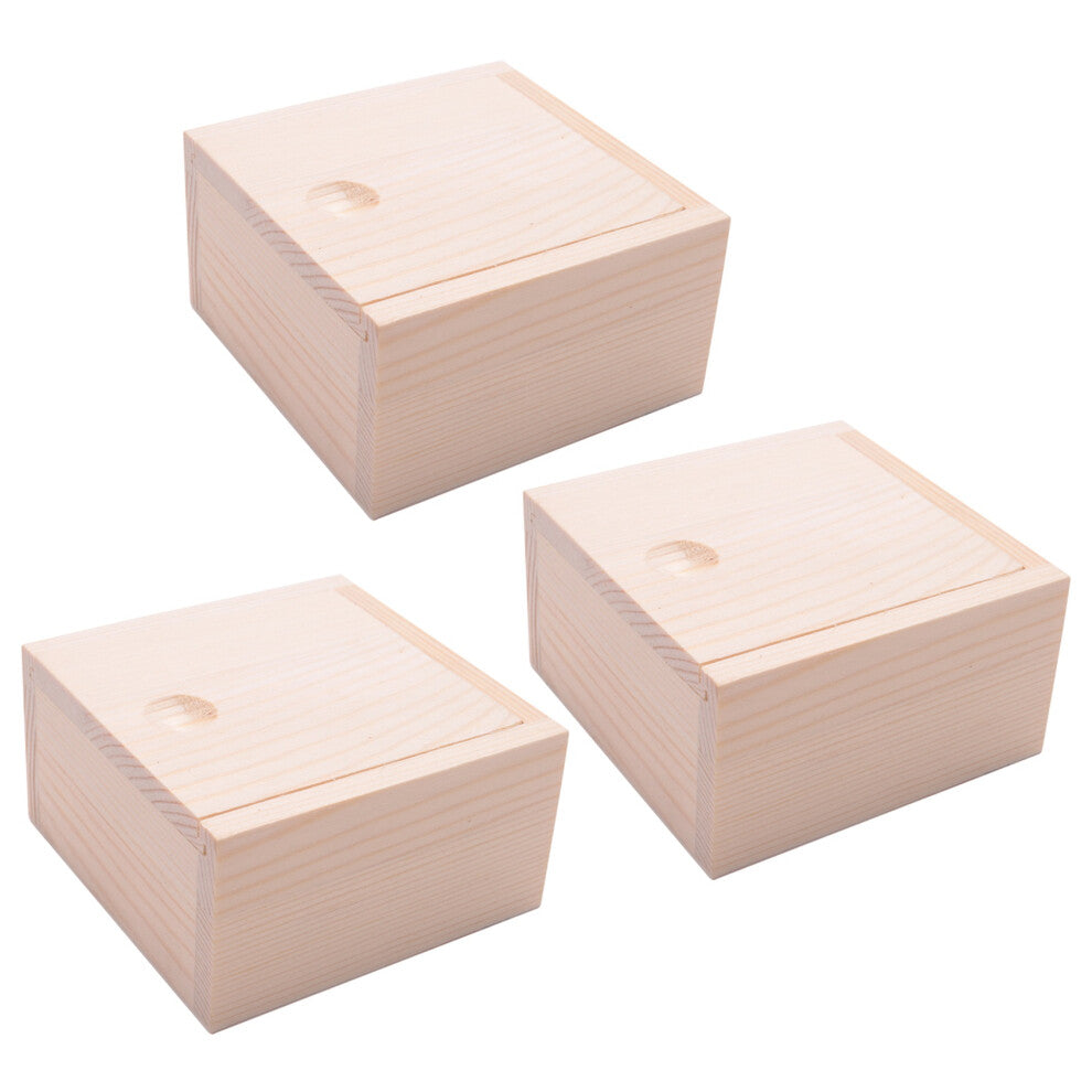 3X Small Plain Wooden Storage Box Case for Jewellery Gadgets Gift Wood