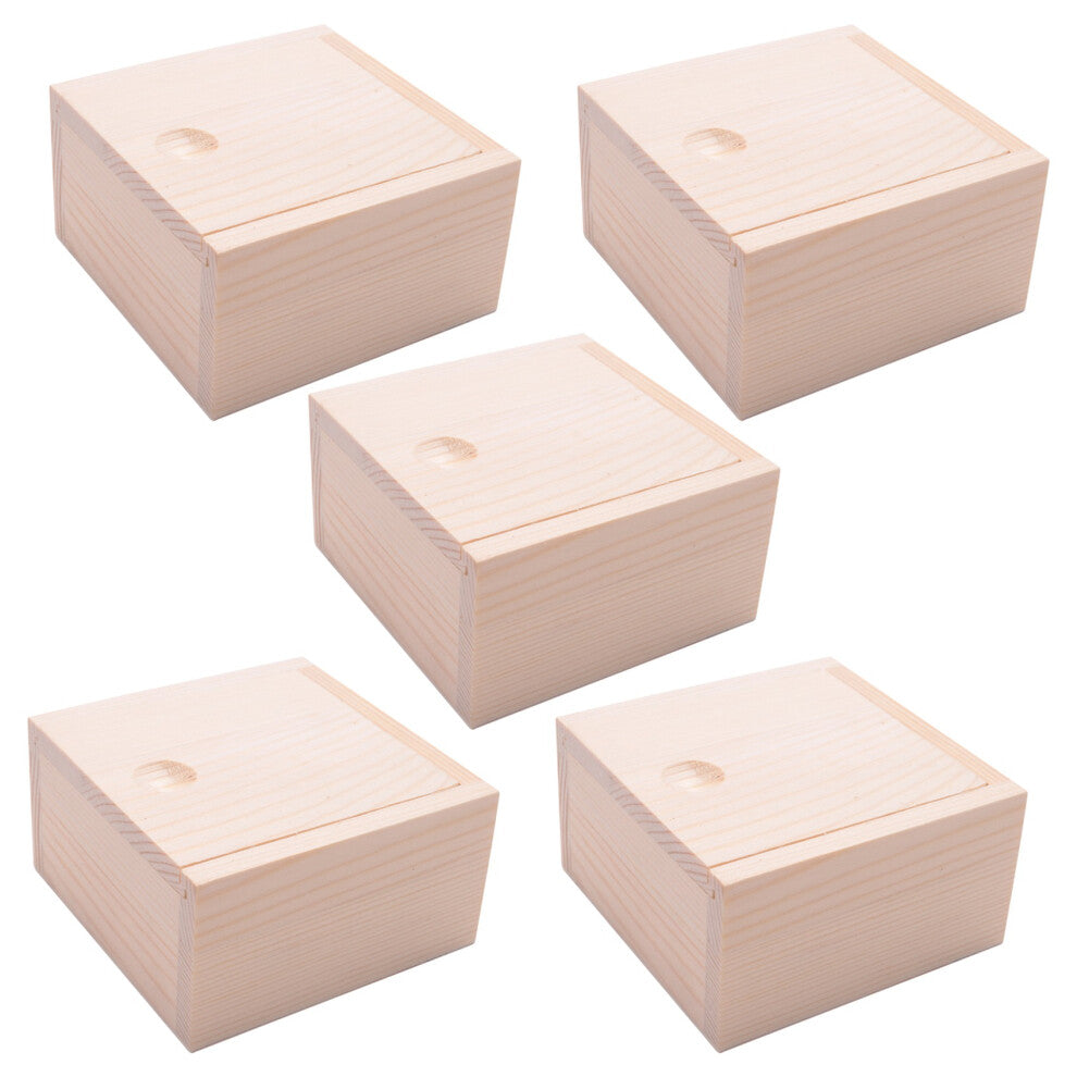 5X Small Plain Wooden Storage Box Case for Jewellery Gadgets Gift Wood
