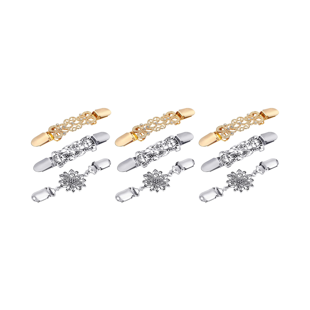 9 Pieces Sweater Shawl Clips Dresses Cardigan Collar Brooch Clip Vinta