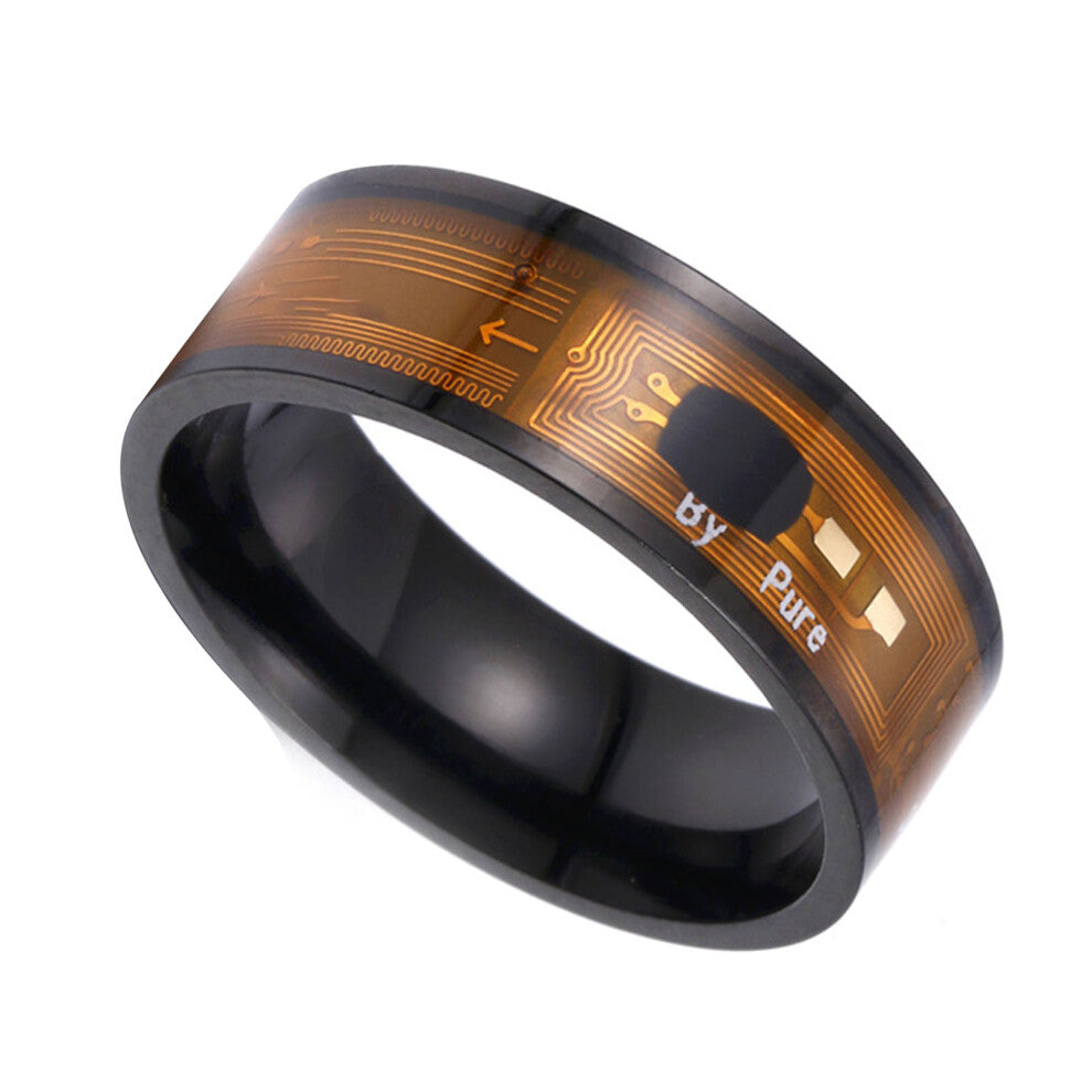 NFC Smart Ring with NTAG213 Chip, Black Metal, Quick Unlock for Daily Use