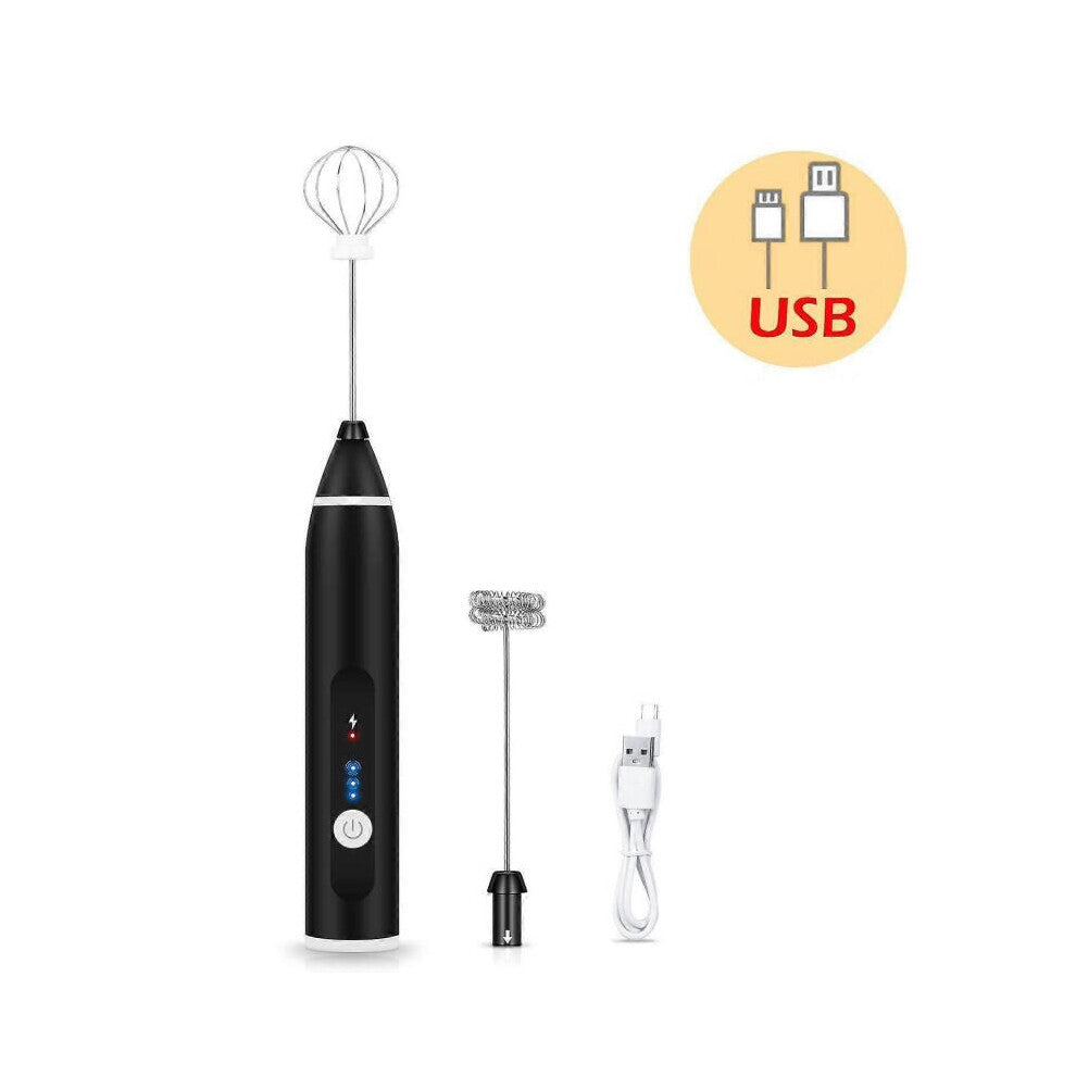 Electric Milk Frother, USB Rechargeable Handheld Milk Frothers, Three Adjustable Speeds for Foam Coffees Cream Latte Cappuccino Juice