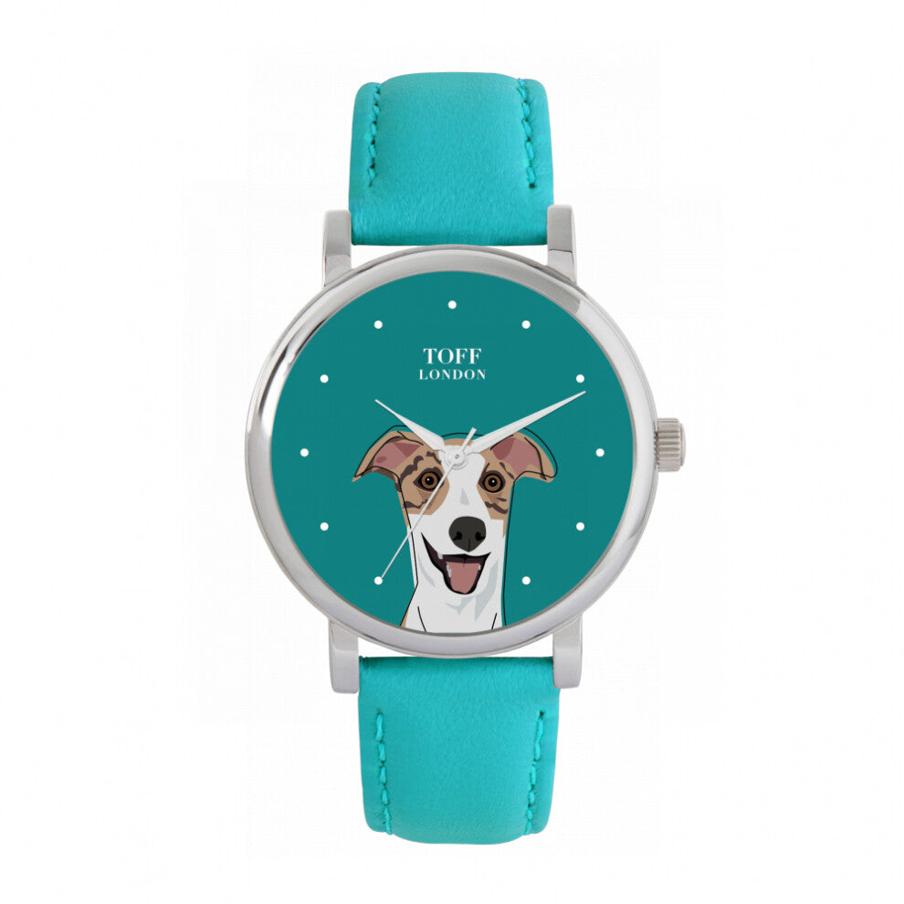 Toff London TLWS-74231 Ladies Striped Beige Whippet Dog Head Watch