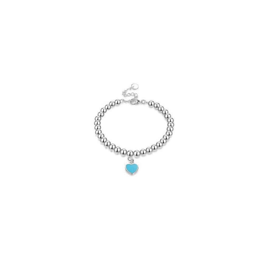 (G) Heart-shaped necklace, enamel blue collarbone chain for women, double heart-shaped pendant