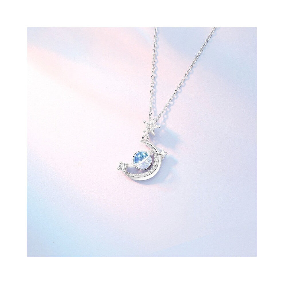 (Star River Necklace [Moon]) Planet Women's necklace, versatile and high-end, starry sky 18k gold collarbone chain, ins niche accessory, titanium stee