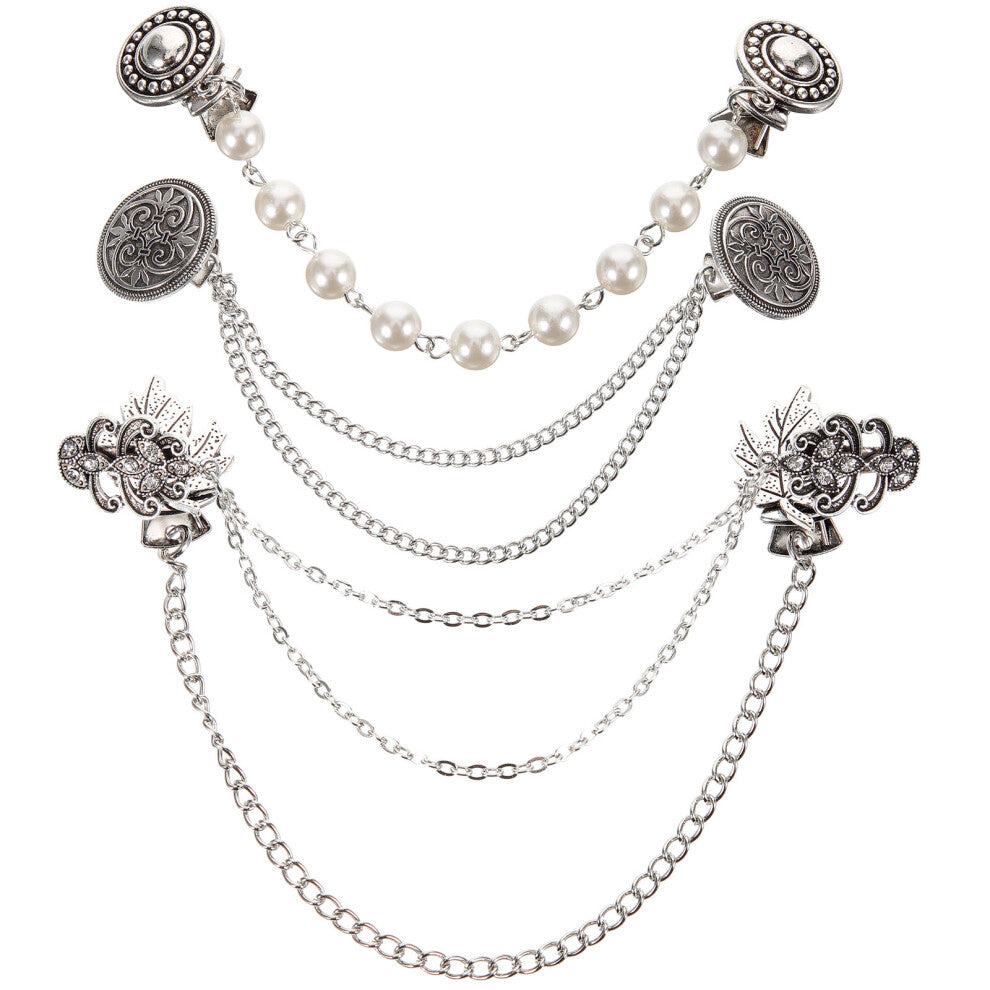 4Pcs Retro Sweater Clips Cardigan Chain Brooch for Women