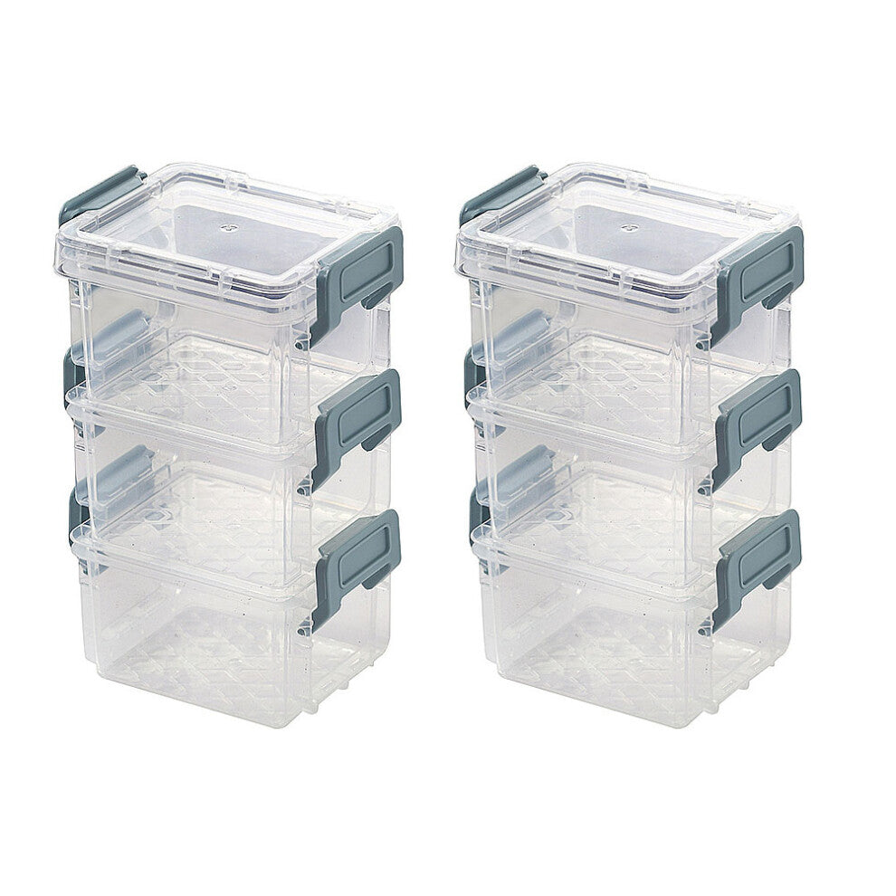 6 Pcs Transparent Jewelry Storage Cases Stackable Desktop Organizers