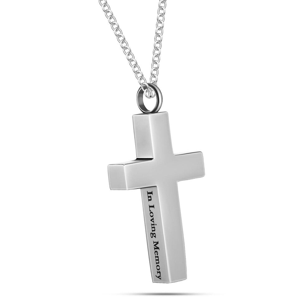 Cross Pendant Memorial Necklace Mens Ashes Urn Jewellery