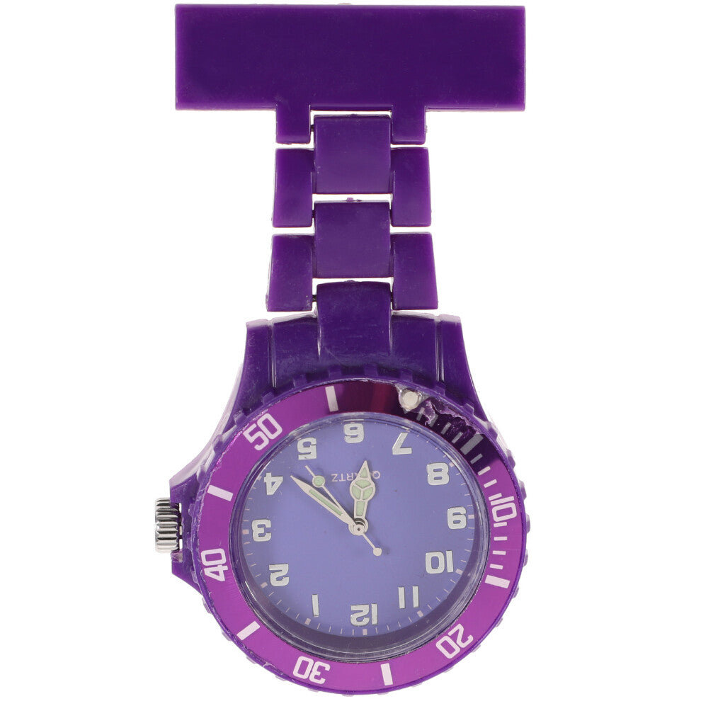 2 PCS Pocket Watch Nurse Chest Brooch Watches for Women Purple