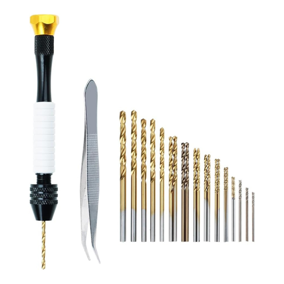 Pin Vise Hand Drill Manual Drills W-25pcs Bits (0.