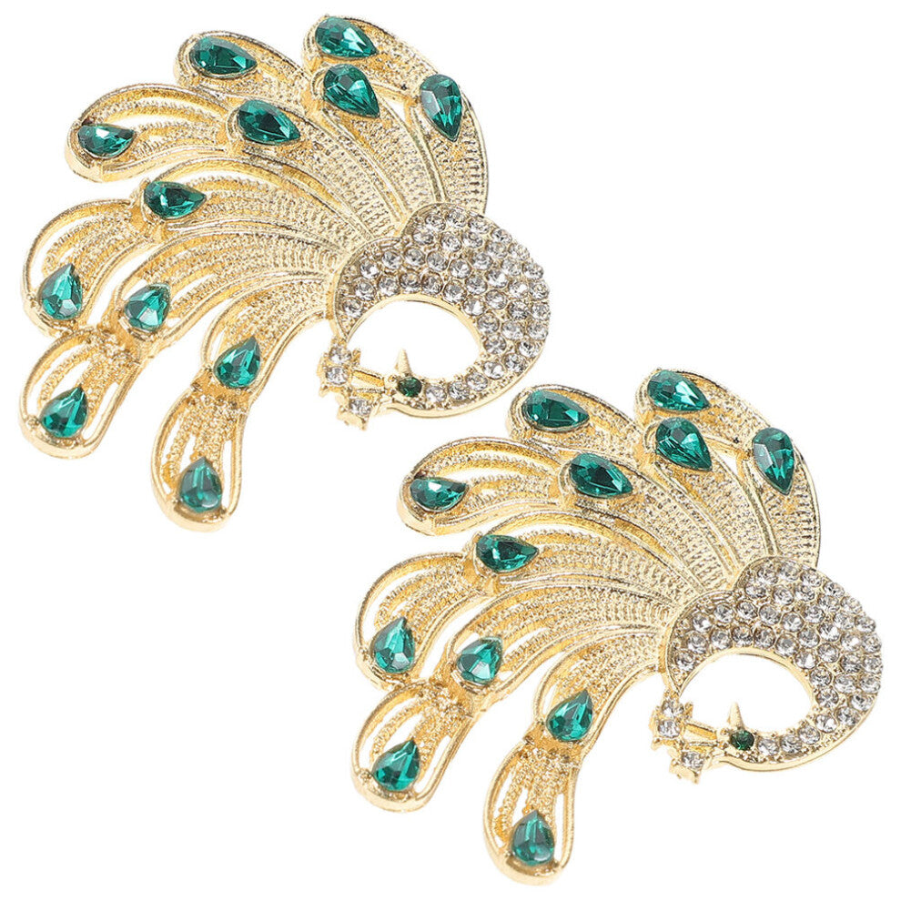 2 PCS Peacock Brooch Miss Cardigan Sweater Animal Pins for Women