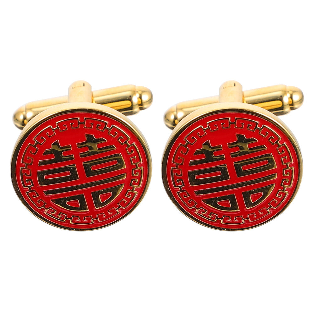 Gold Cufflinks Bride Man Classic Initial Button Cover
