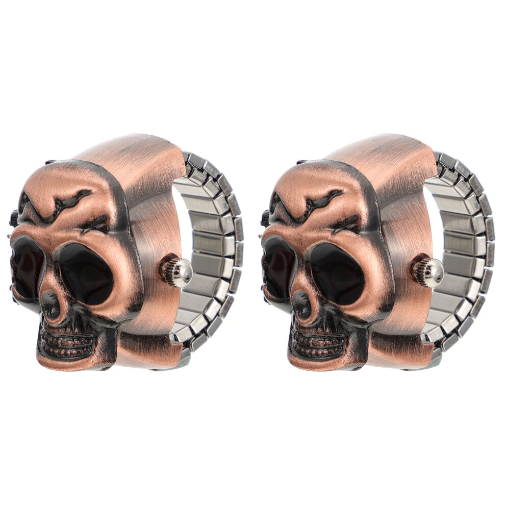 2pcs Ghost Head Skull Thumb Ring Watches Retro Zinc Alloy for Men