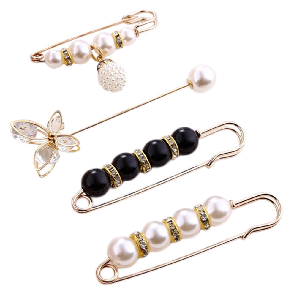 4pcs Cardigan Safety Pin Pearl Safety Pin Dress Fixed Safety Pin