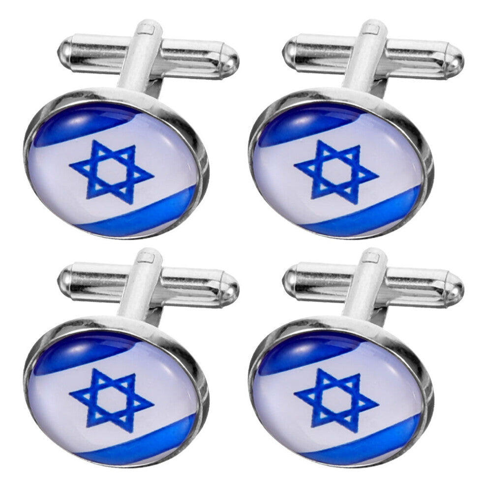 4 Pcs Cufflinks Country Flag Star of David Israeli Man