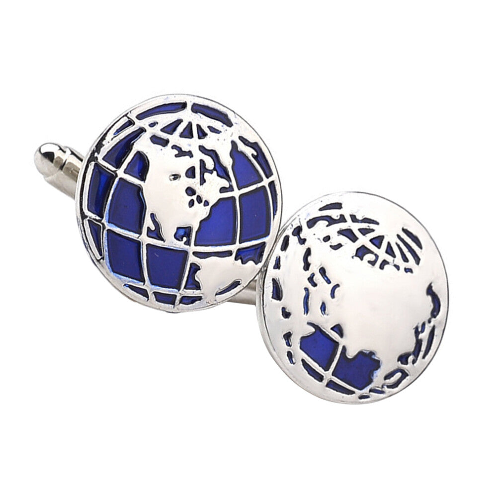 Men Cufflinks Blue Zinc Alloy 1 Pair 1.57x1.57x0.79in