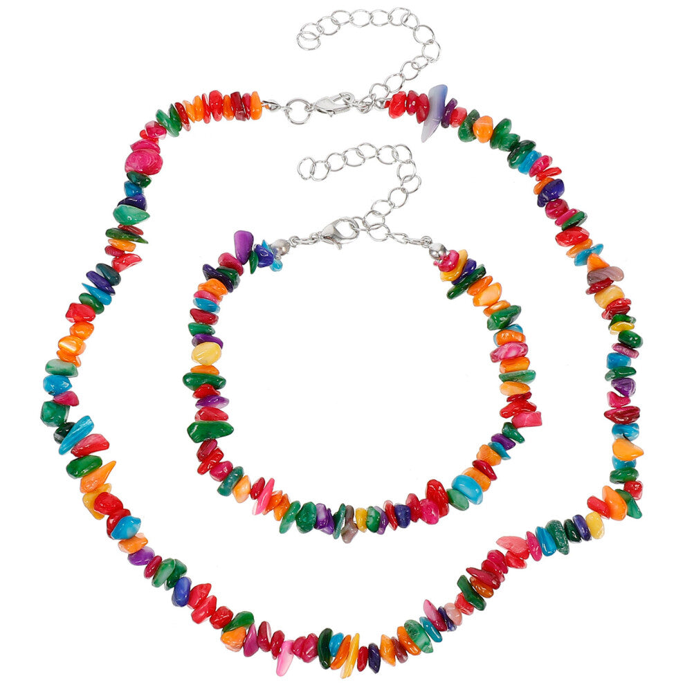 1 Set Women's Necklace and Bracelet Natural Stone Colourful Jewellery