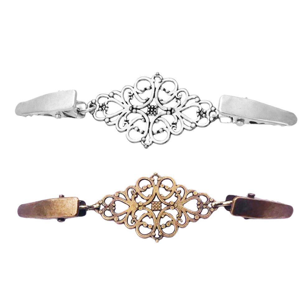 2Pcs Vintage Brooch Pin Cardigan Shirt Dress Back Clips