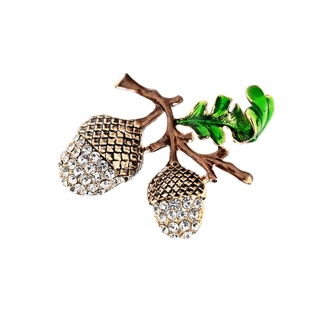 Vintage Brooch Pin Clothing Rhinestone Decal Alloy Green 1pack