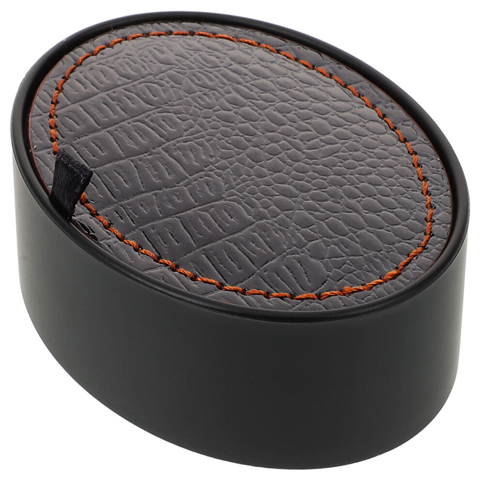 PU Oval Cufflink Gift Box Black Jewelry Display Case Empty