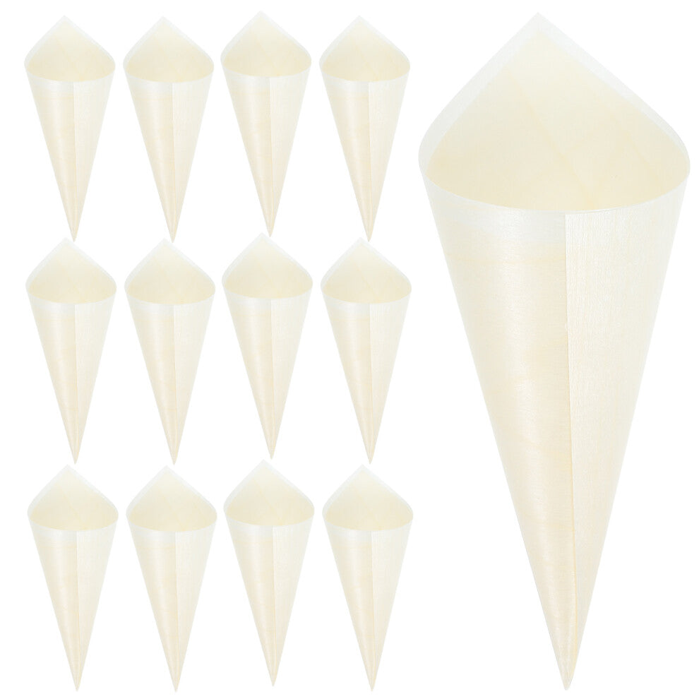 100pcs Wooden Cream Cones Disposable Holders