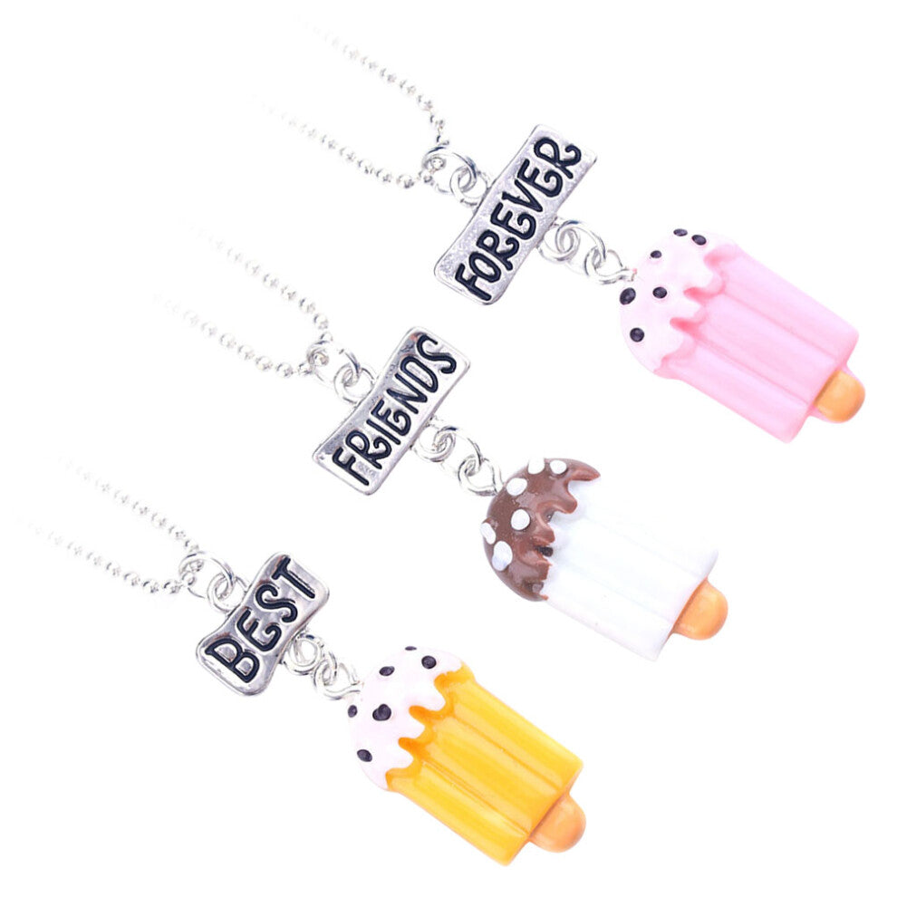 3 Pcs Ice Cream Necklace for Girls Best Friends Practical Bestie