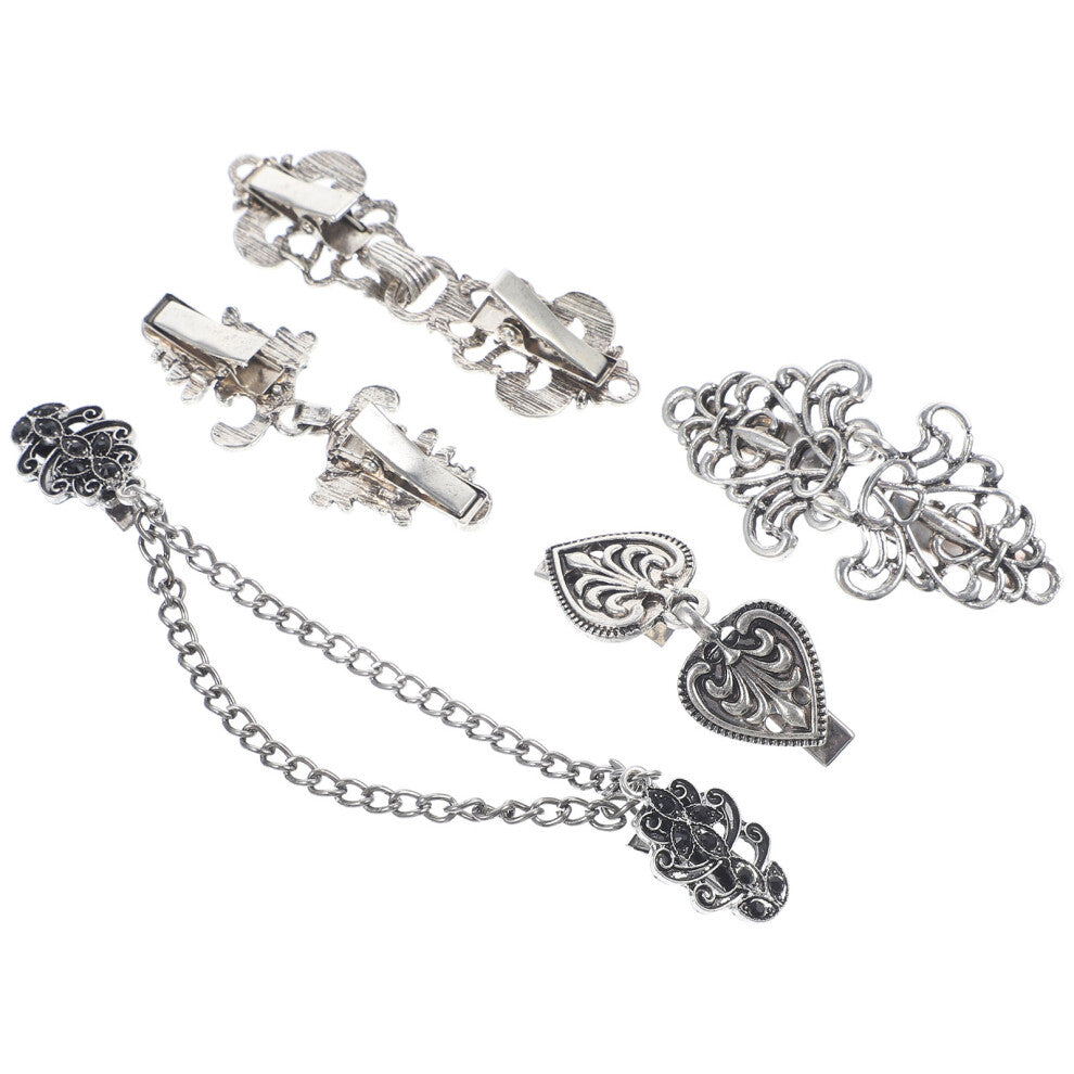 5 Pcs Retro Cardigan Button Women's Sweater Pin Shawl Clips