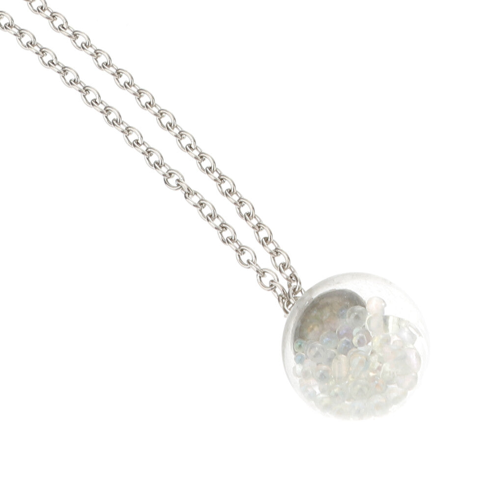 Bubble Glass Necklace Plastic Silver Pendant Charms 1pc