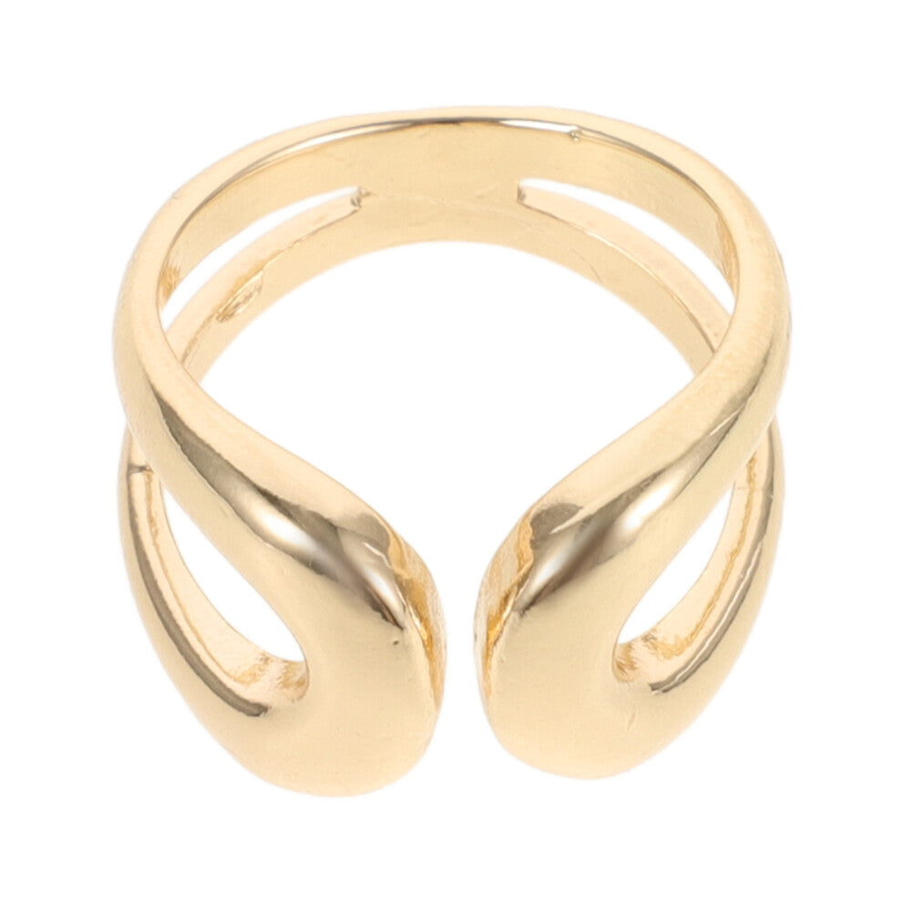 Open Stackable Coin Engagement Ring for Women Golden Zinc Alloy