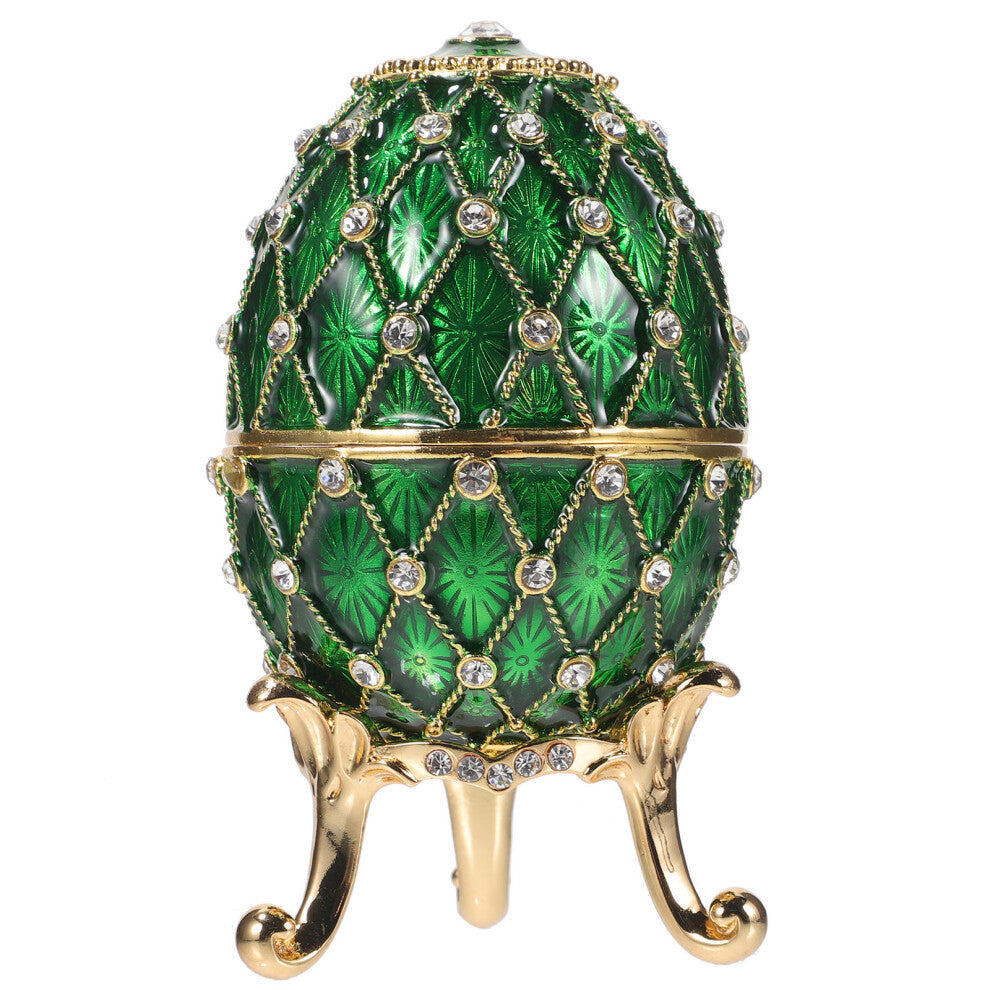 Tabletop Egg Jewelry Box Vanity Enameled Egg Trinket Box Egg Adornment