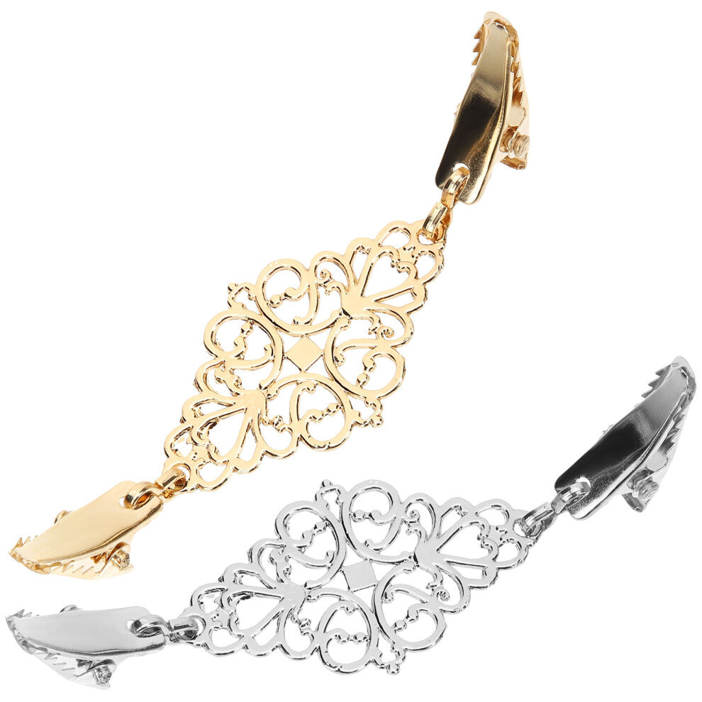 2pcs Decorative Sweater Collar Cardigan Brooch Clips