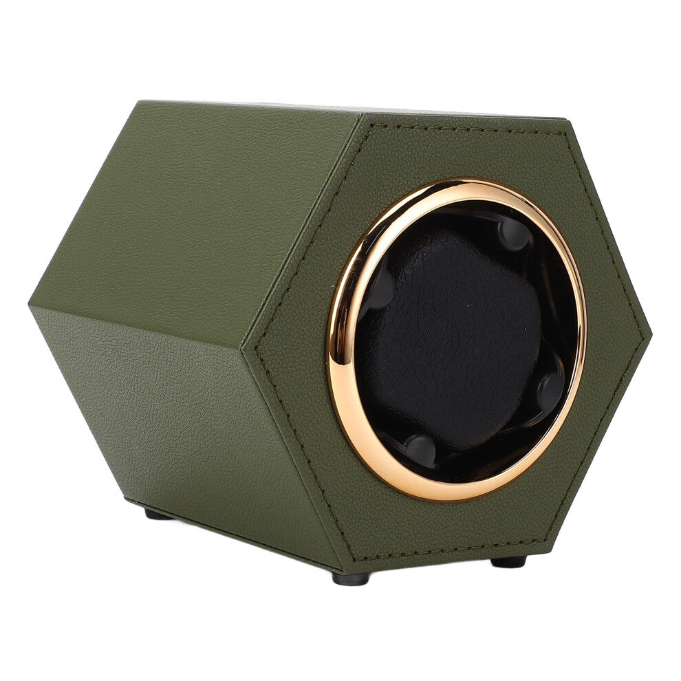 Hex Shaped Automatic Watch Winder for 2 Watches, Army Green, W147D