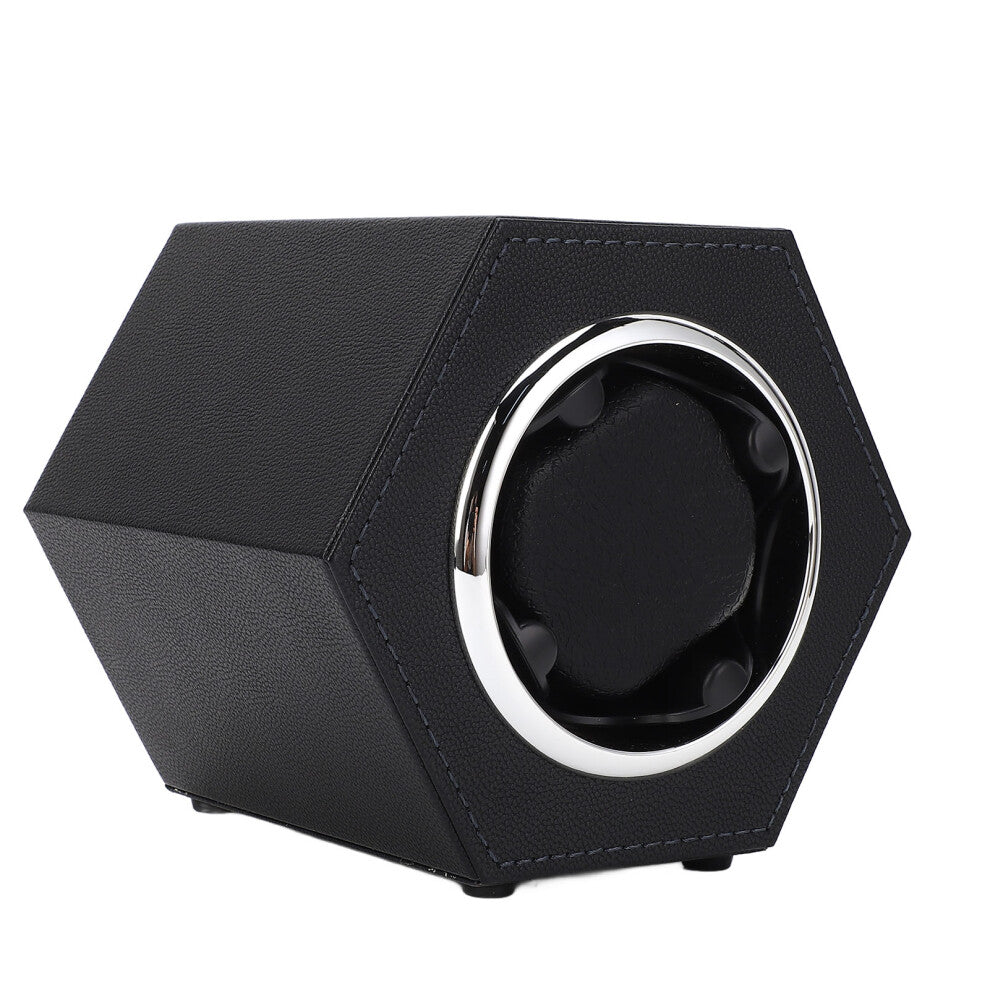 Hex-Shaped Black Automatic Watch Winder Box for 2 Watches, Quiet, Desktop