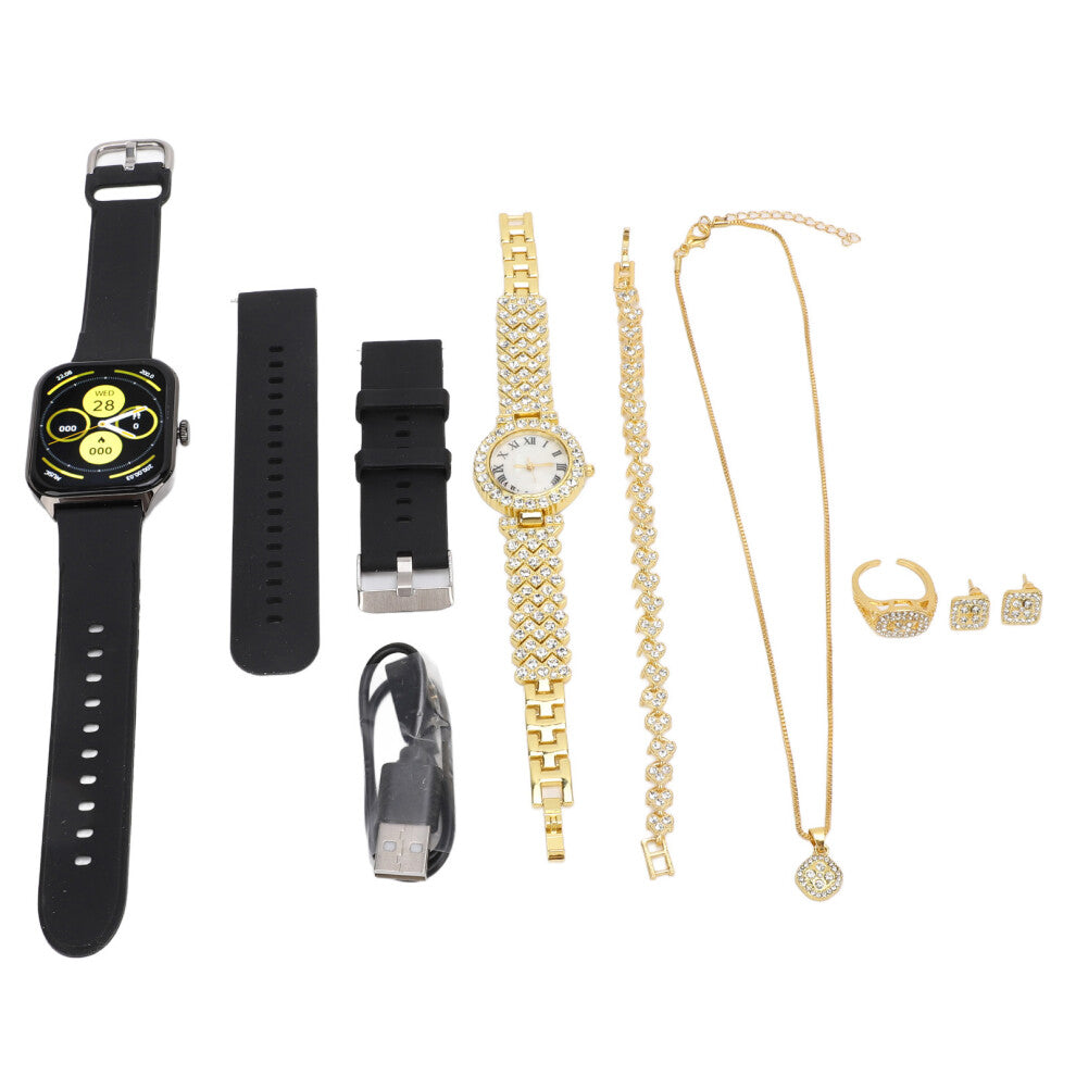 Lady 2.01 Inch Touch Screen Smartwatch Fitness Tracker Jewelry Set