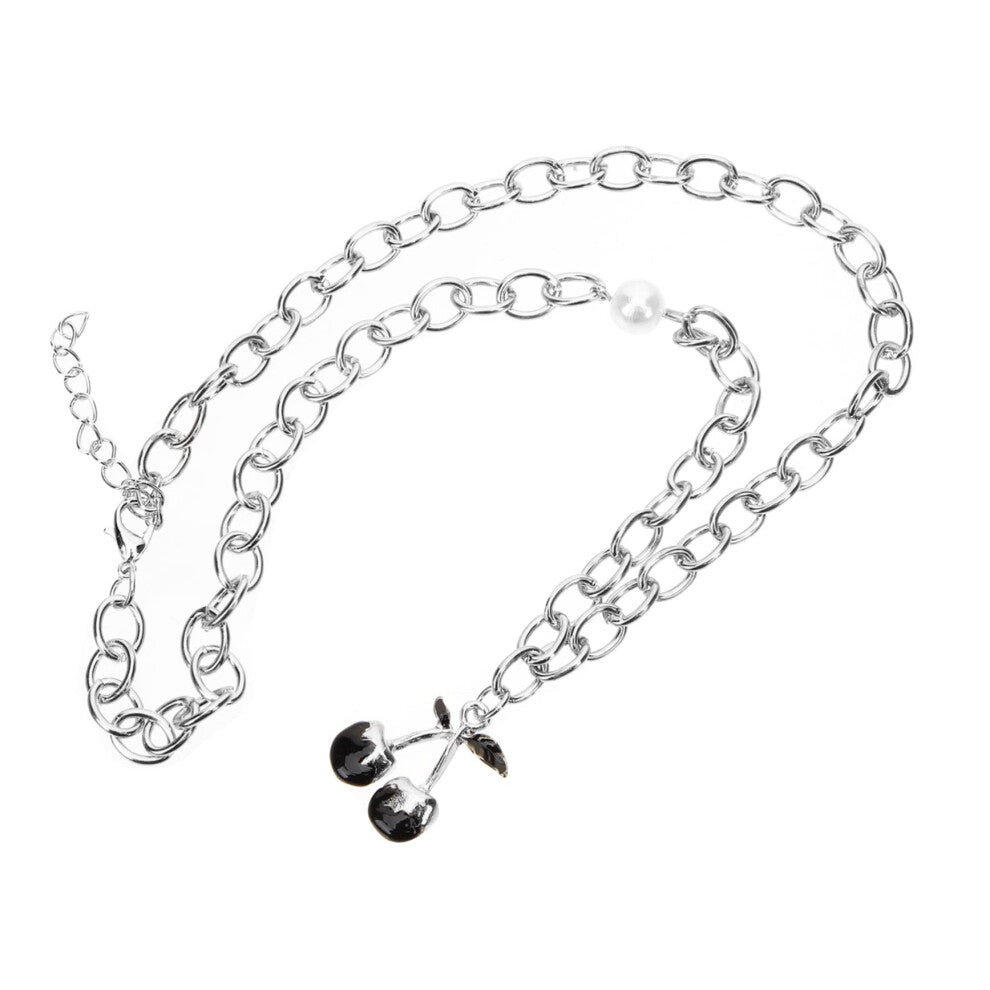 Kirsch-Schluesselbein-Kette Collarbone Chain Necklace Resin Pendant Silver Tone Jewelry Cherry Pendant For Women