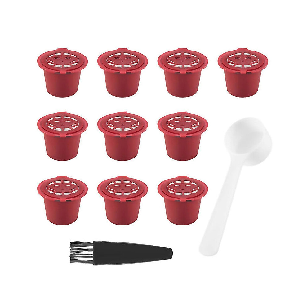For 10 Pcs Coffee Capsule Filters For With Spoon Brush Red
