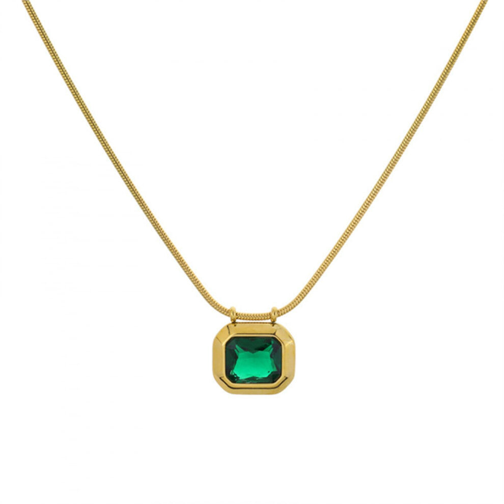 Damenhalskette Exquisite Green Zircon Retro Geometry Square Pendant Collarbone Necklace For Women Fashion Jewelry Gift