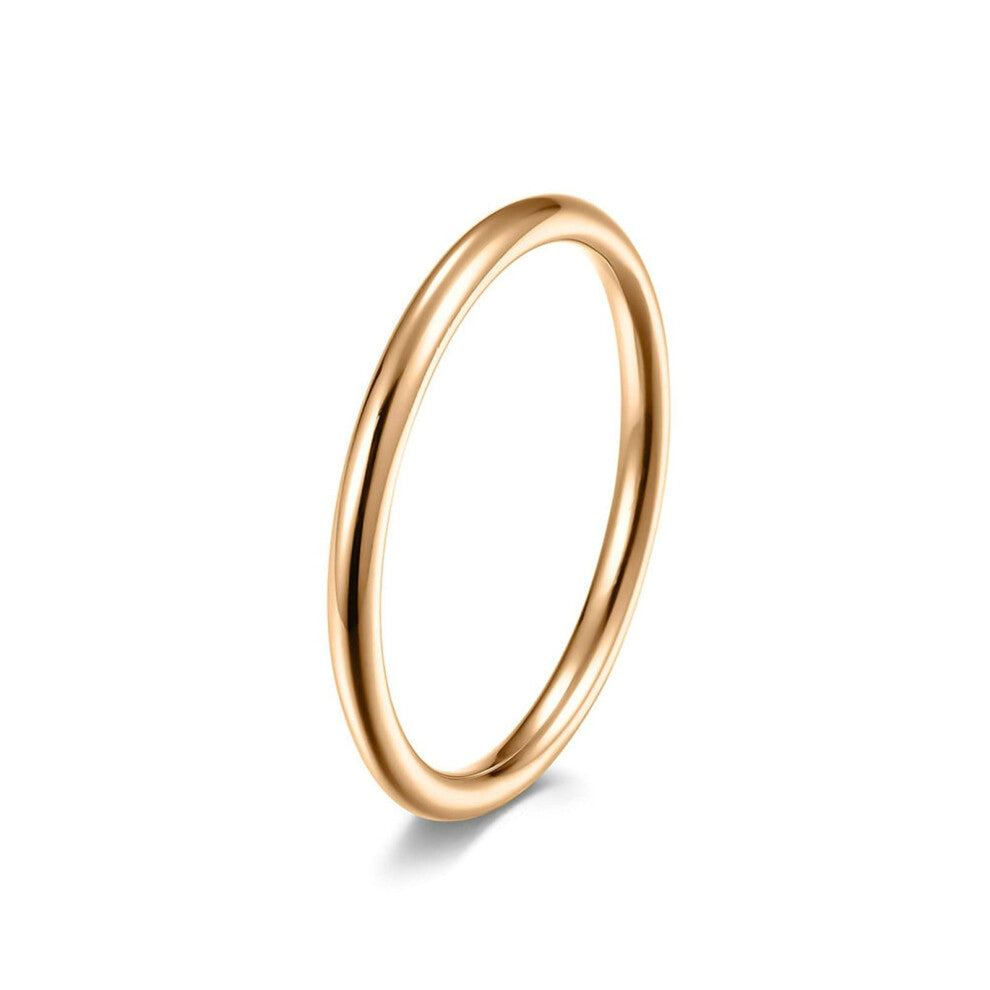 Women's Stainless Steel Wedding Ring Rose-Gold 2mm Polished Stacking Ring Engagement Ring Size 62 (19.7)