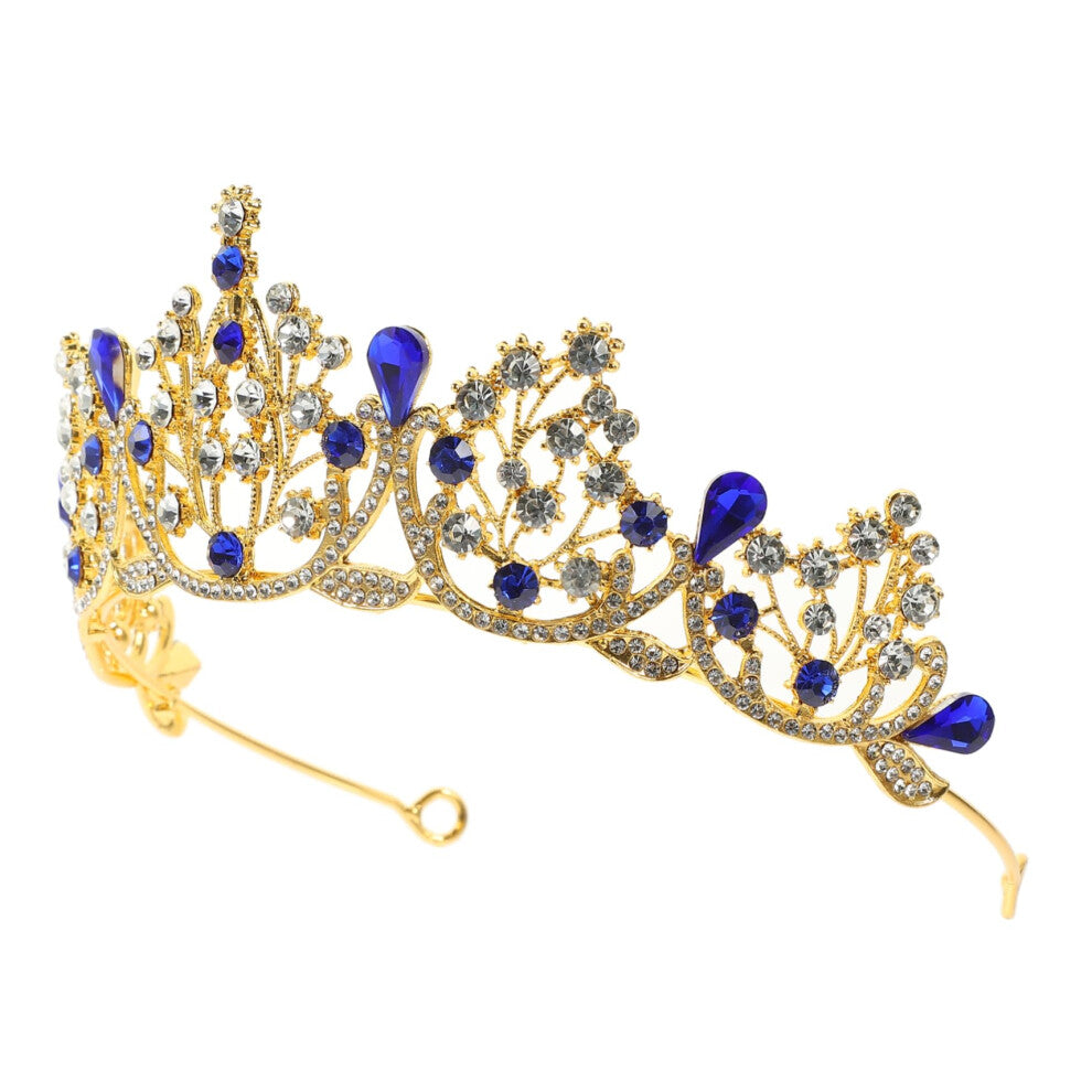 Bridal Crown Rhinestone Princess Crown Hair Accessories For Bride, Alloy Blue Wedding Jewellery