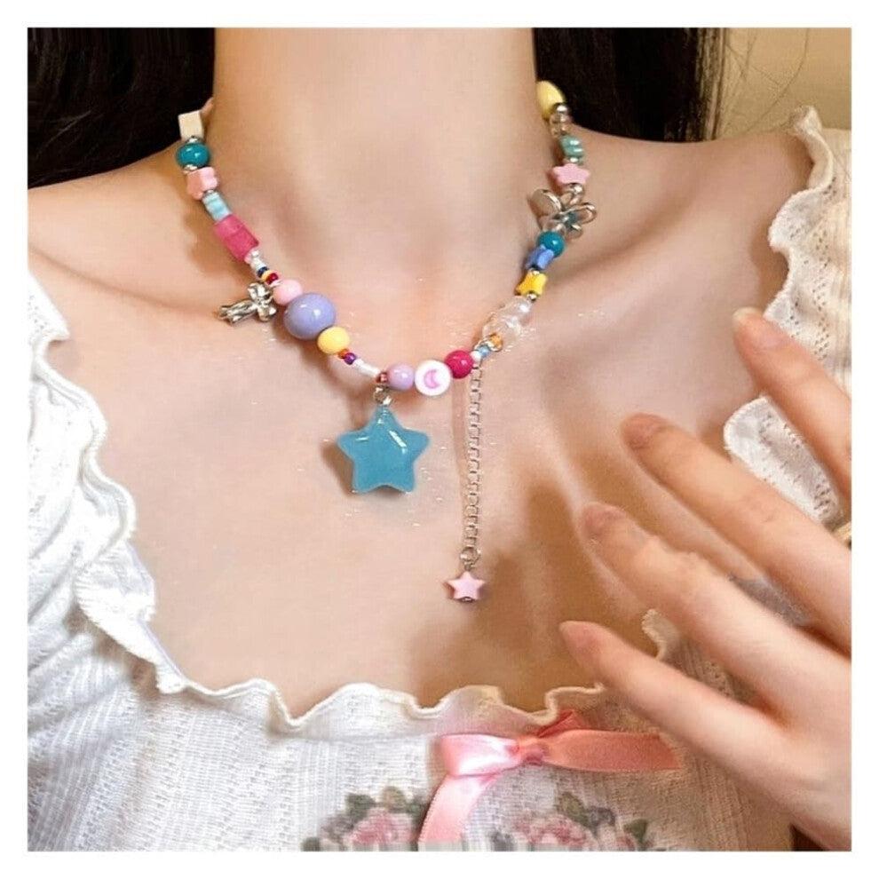 Necklaces Colorful Pearl Star Pendant Collarbone Necklace Niche Design For Women