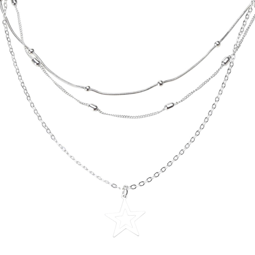Star Pendant Necklace Multi-Layer Collarbone Chain Handmade Clavicle Jewelry Trendy Everyday Outfit Accessory