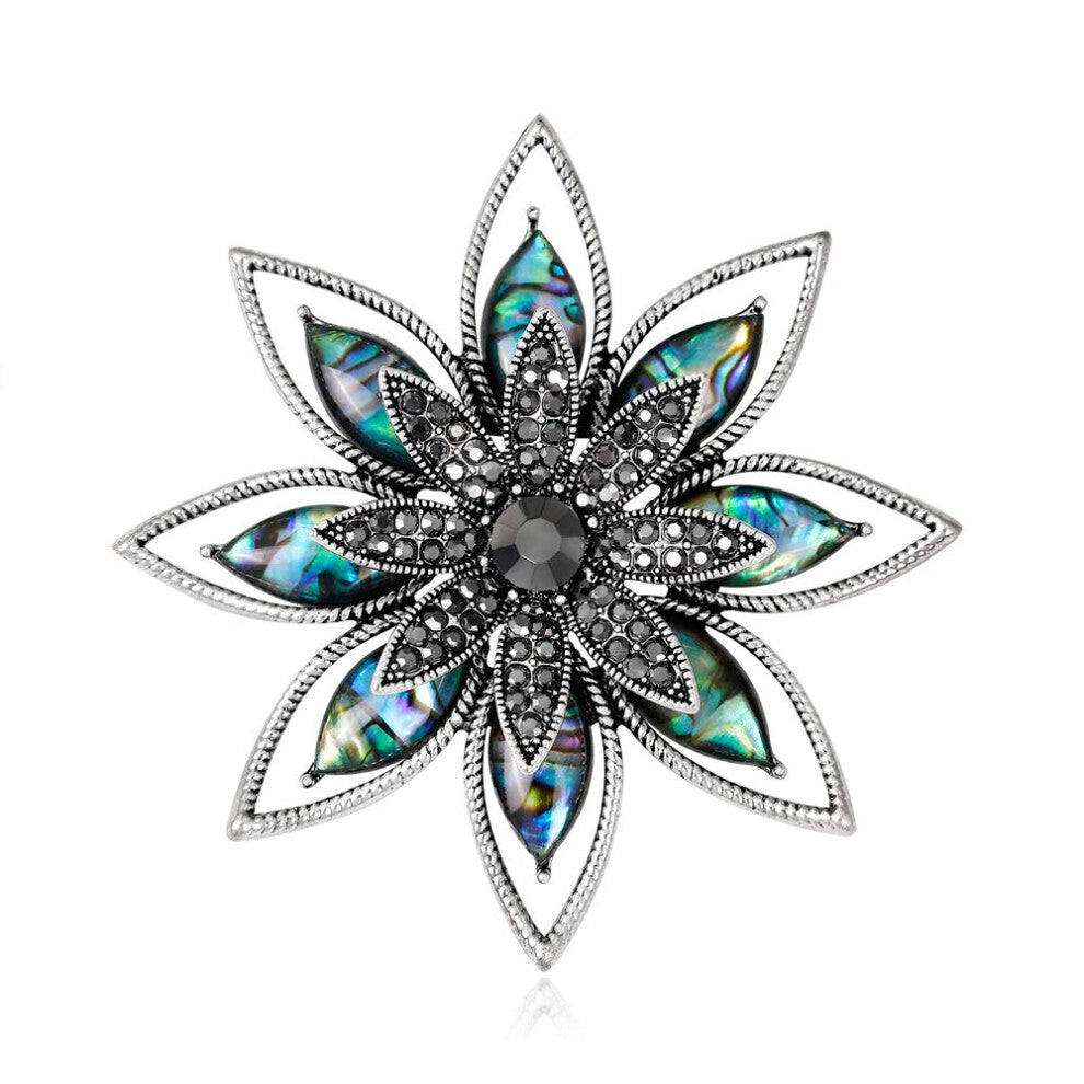 Sea Shell Brooch Flower Shape Collar Pins For Corsage Jewellery Women Acrylic Alloy