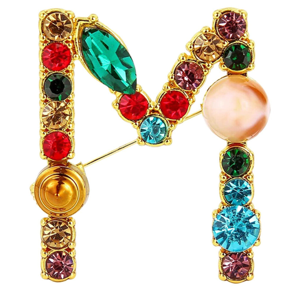 Cardigan Sweater Pins Turquoise Letter Brooch One Size For Scarf And Knitwear Diamond-Colored Accessory