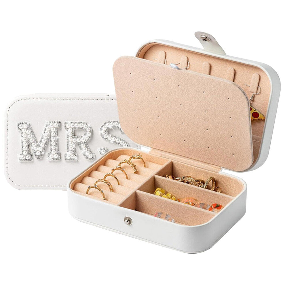 Travel Jewellery Box Portable Double Layer Travel Case For Jewellery With Pearl Letter Design Small Gift Box