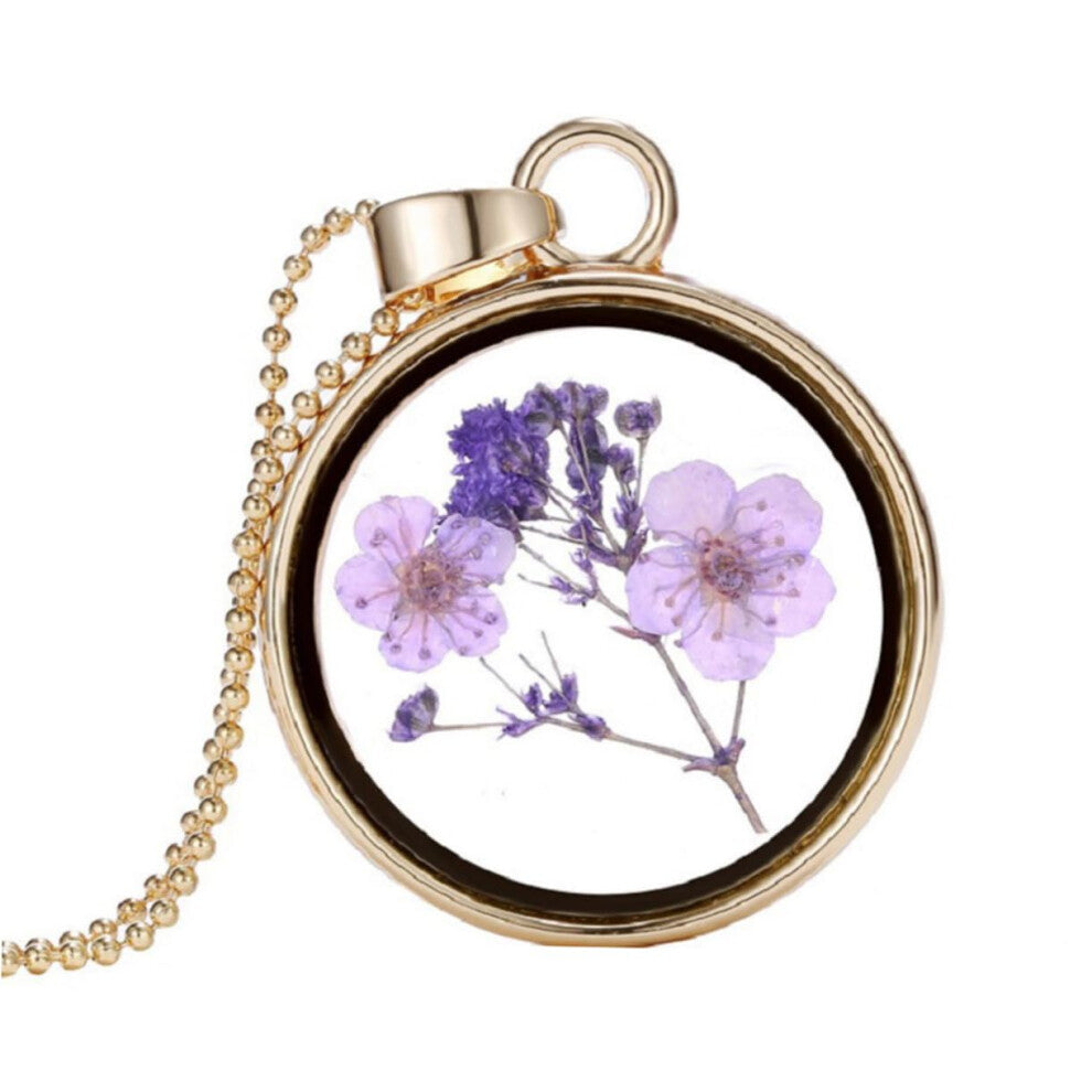 Dried Flower Necklace Purple Color Collarbone Chain Women Fashion Jewelry Floral Necklace Creative