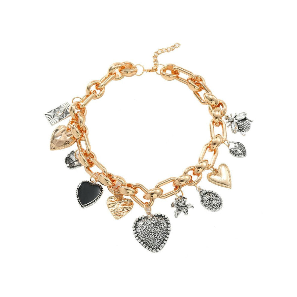 European And American Layered Heart-Shaped Collarbone Necklace For Women, Summer Boho Style, Clavicle Chain