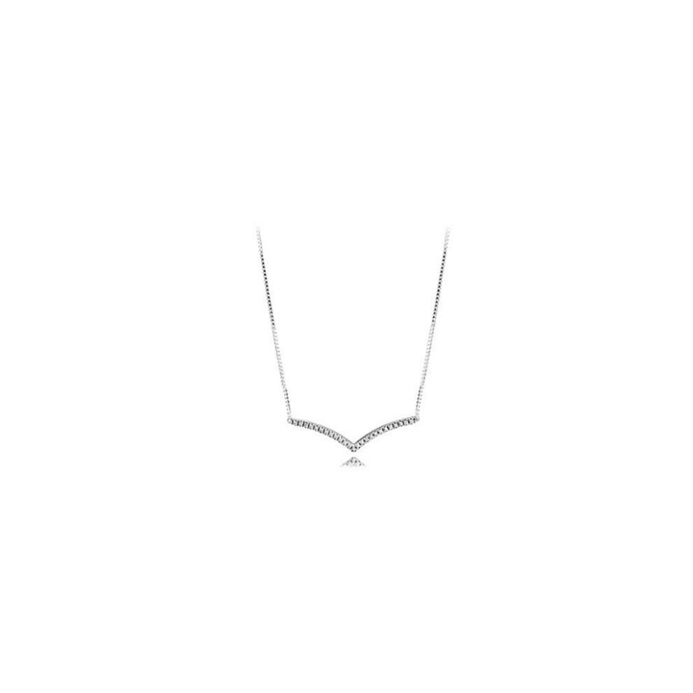 (11, White copper) Silver-plated white copper necklace, heart-shaped snowflake pear-shaped necklace, new best-selling collarbone chain