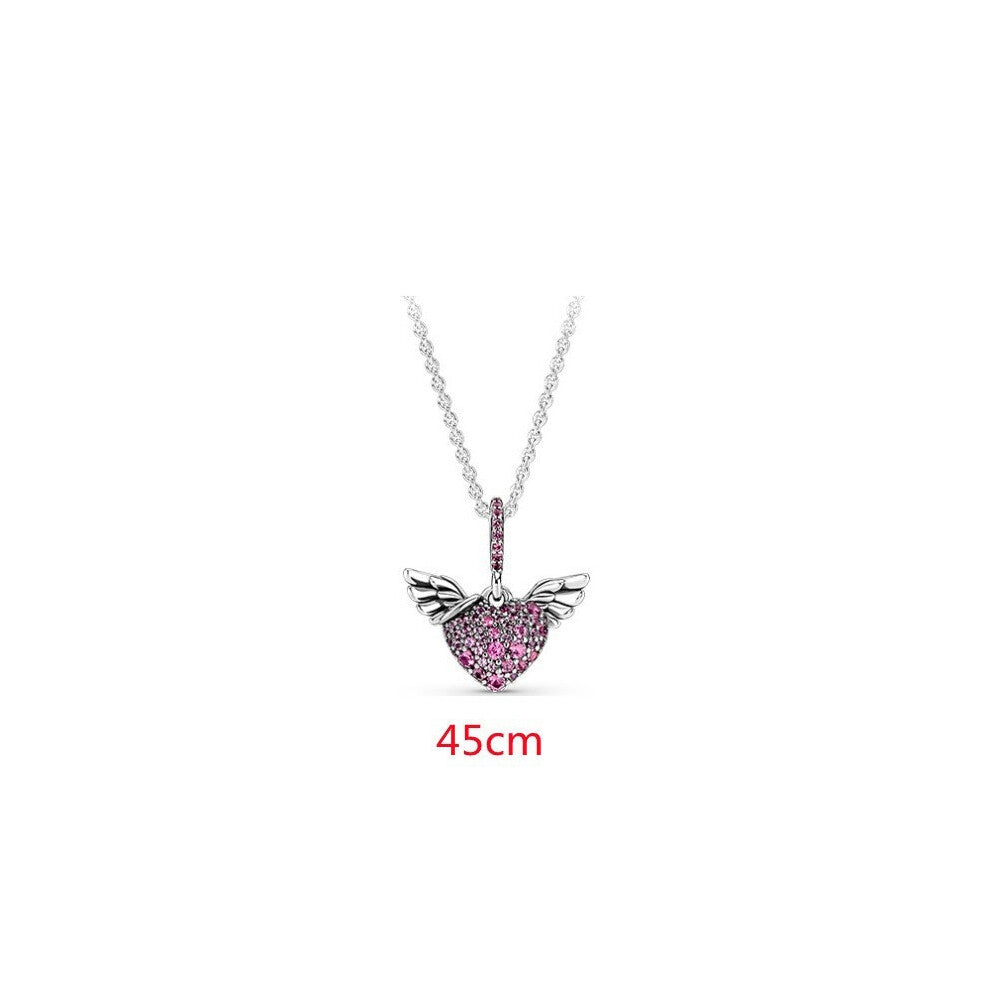 (12, White copper) Silver-plated white copper necklace, heart-shaped snowflake pear-shaped necklace, new best-selling collarbone chain
