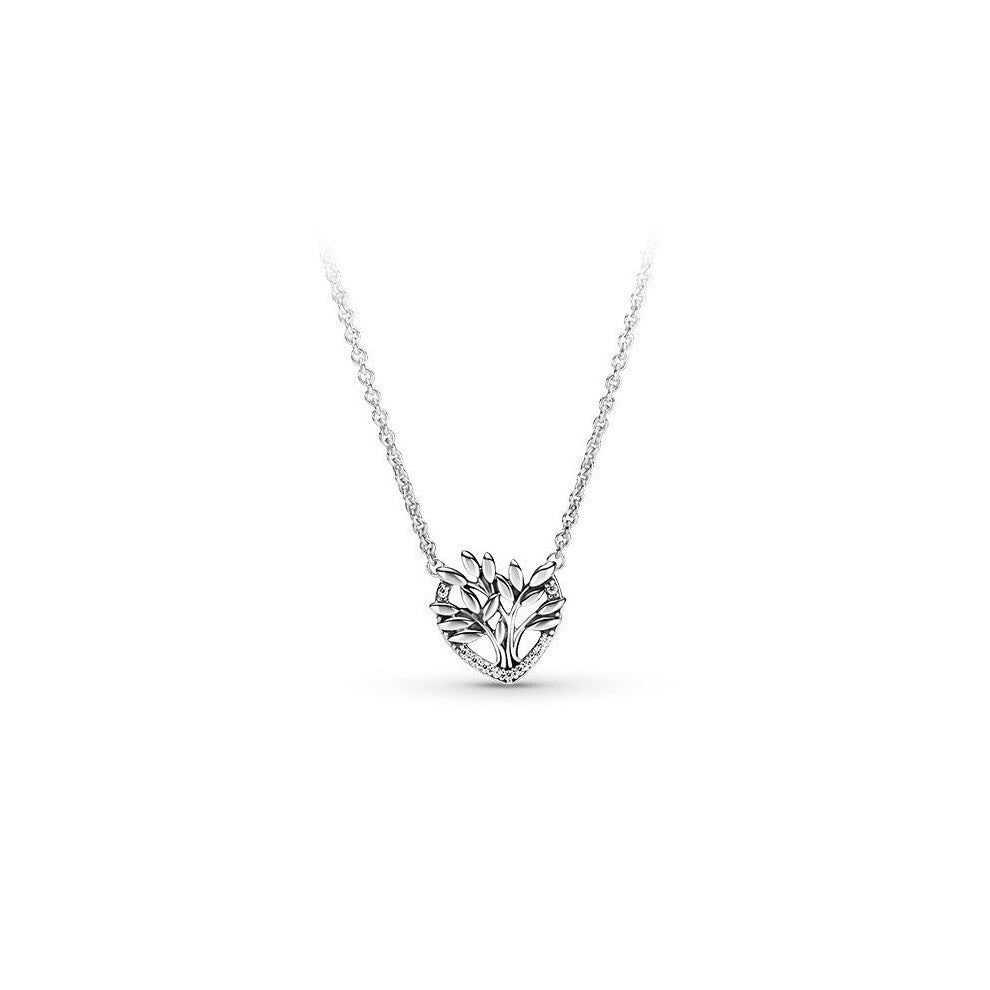 (24, White copper) Silver-plated white copper necklace, heart-shaped snowflake pear-shaped necklace, new best-selling collarbone chain