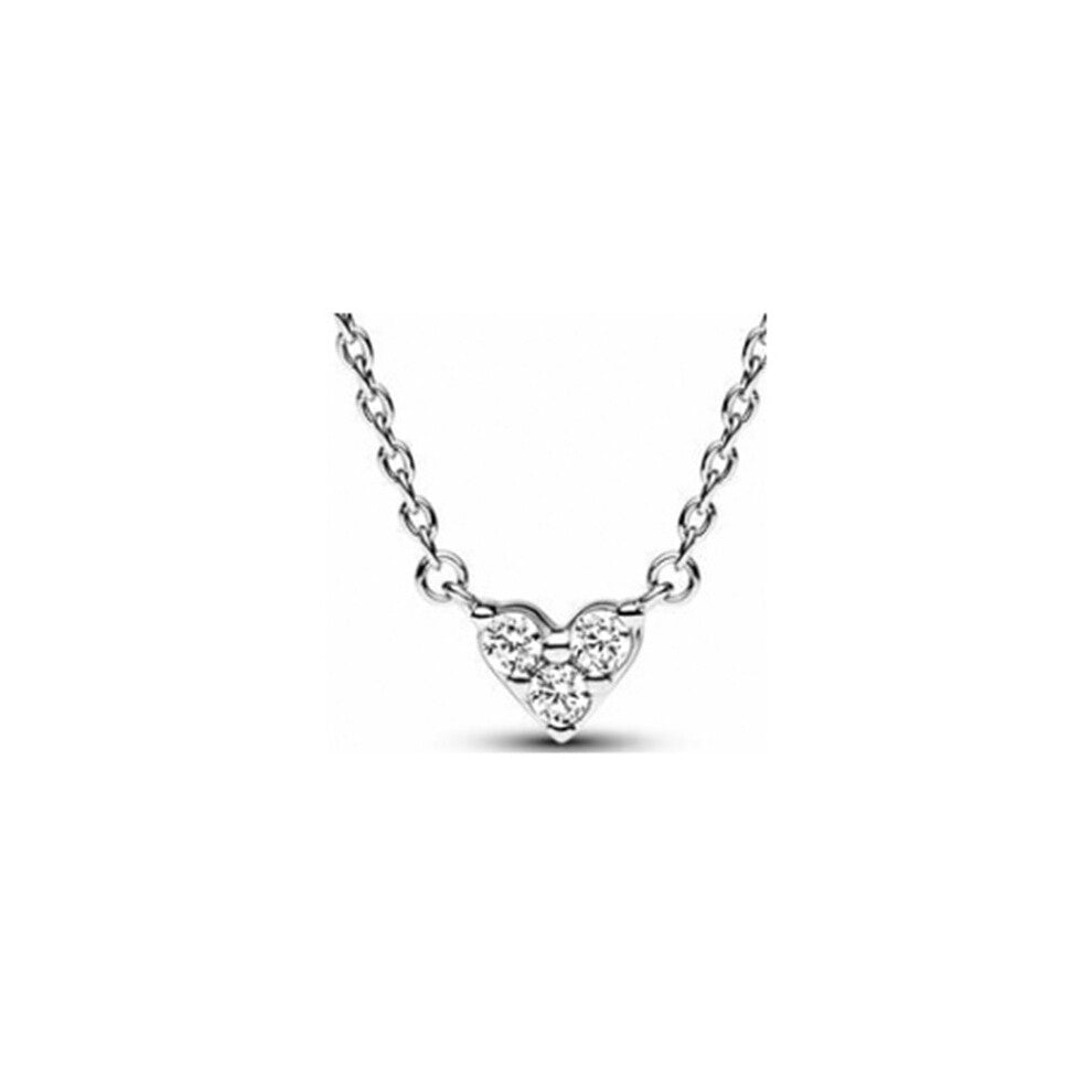 (7, White copper) Silver-plated white copper necklace, heart-shaped snowflake pear-shaped necklace, new best-selling collarbone chain